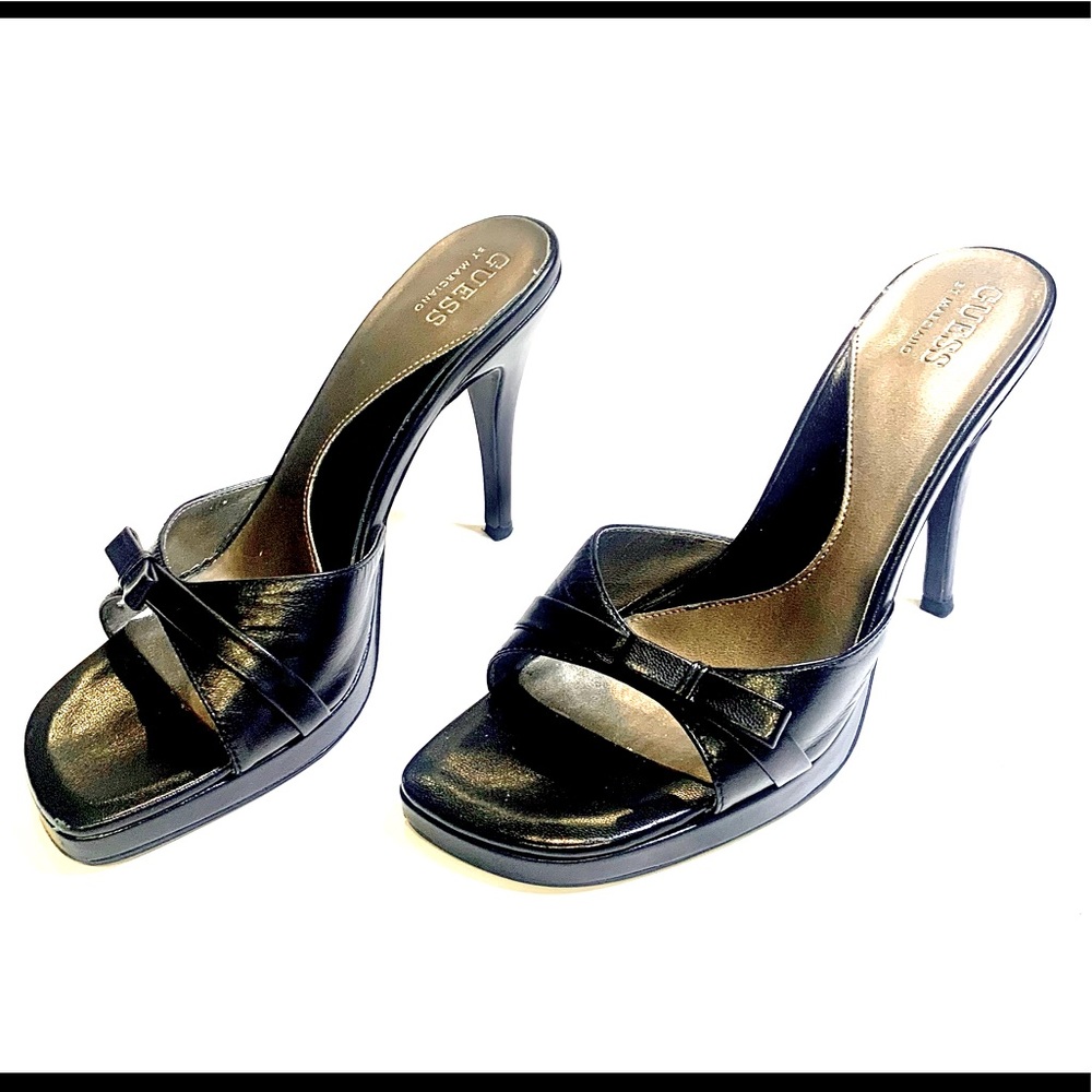 Guess by Marciano, size 6, Cassie Black Leather Heel Sandals